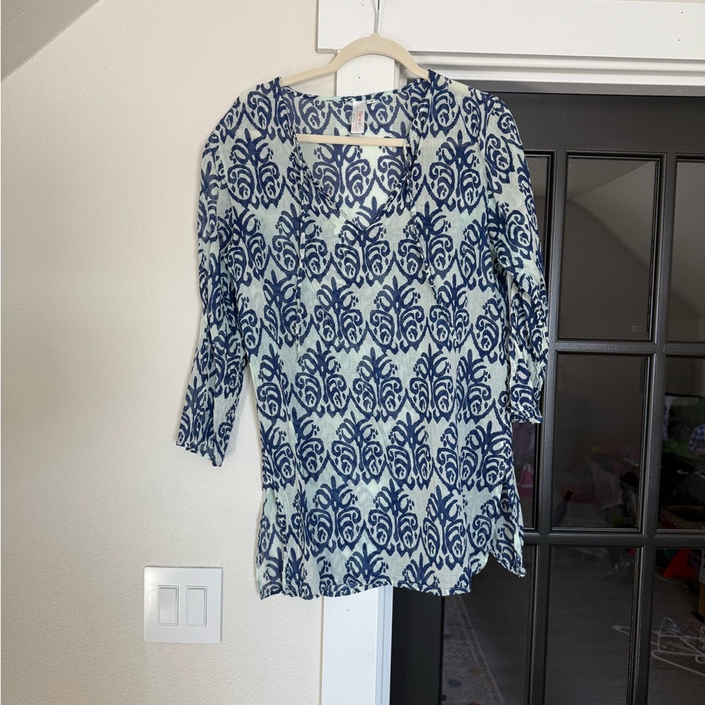 Chic Navy Patterned Women's Swim Coverup